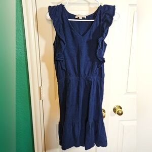 Loft sleeveless mini ruffle cotton dress